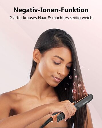 ANNLARY 1 Inch Hair Straightener & Curling Wand 2-in-1 - Titanium Ceramic Ion Technology - Heat Protection, Anti-Frizz, Shiny Hair - Dual Voltage (110-240V)