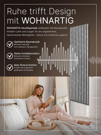 Акустичні панелі з ламелями на фетрі Beton 885, 275x54 см (набір 2 шт. 275x27 см), стіновая облицювання