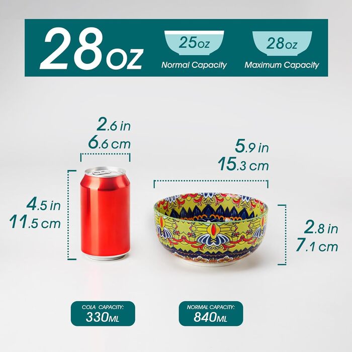 Набір з 6 порцелянових супових тарілок Vancasso (6x840мл) для мюслі, супу, салату, рамену, десерту та інших страв