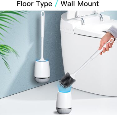 Силіконова щітка для унітазу EWEIMA з швидковисихним тримачем та захистом від протікання, біла