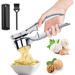 Пресс для часнику з очищувачем та щіткою, ручний, для кухні