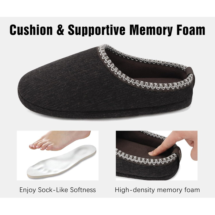 Тапочки чоловічі COFACE з м'якою піною Memory Foam, зручні, для дому та вулиці, темно-коричневі, 47 EU