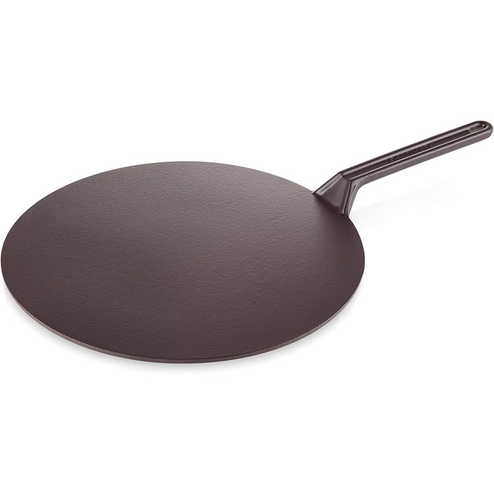 Сковорода для млинців Le Creuset з чавуну, 32 см, з дерев'яною лопаткою, для всіх типів плит (індукція), червона Cerise, чорне матове покриття