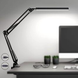 SKYLEO Dimmable Desk Lamp with Clip - Eye Protection LED Desk Light - 3 Modes & 10 Brightness Levels - Black