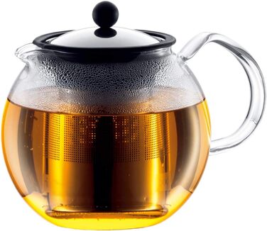 Заварник для чаю Bodum Assam 1 л, скляний, з нержавіючим фільтром, French Press