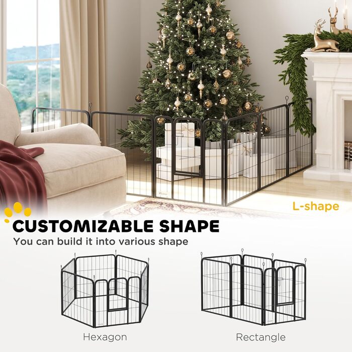 PawHut Двір для собак, 6 панелей, загон для цуценят, 60 см, міцний огорожа для тренування тварин, для дому та саду, 56 x 60 см