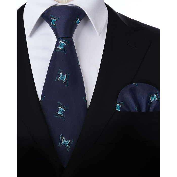 Чоловічий краватковий комплект HISDERN з принтом тварин: краватка та нагрудна хустинка (зелено-жовтий, універсальний розмір)