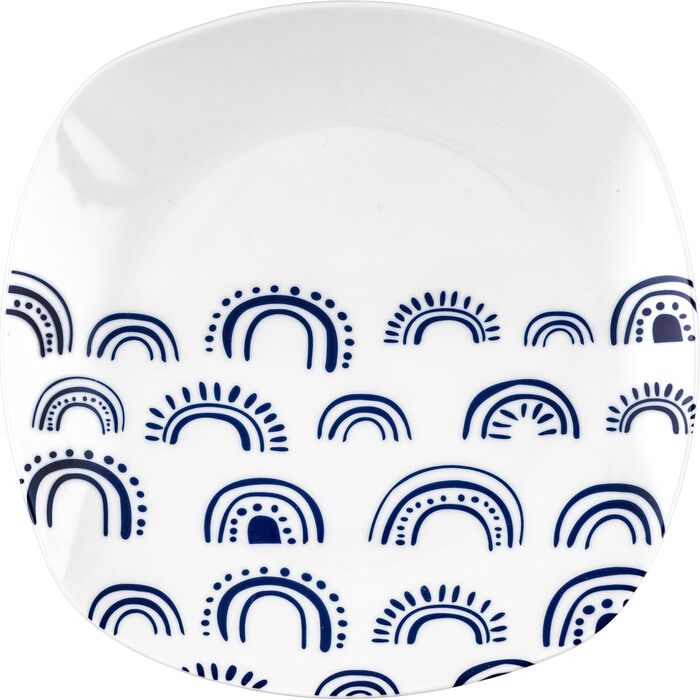 Сервіз Baroni Home на 6 осіб (18 предметів) з блакитними арками, порцеляна