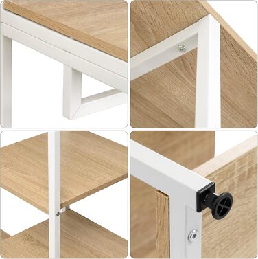 WOLTU Coat Rack Clothes Rail Laundry Rack with Shelf Shoe Shelf made of Wood and Steel, Hanging Shelf, White + Light Oak