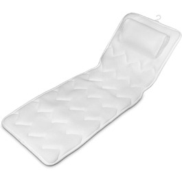 Navaris Full-Body Bath Mat with Pillow - 125x42cm Bath Mat for Bathtub, Bathtub Pillow, Soft Bath Insert - Mesh Mat in White