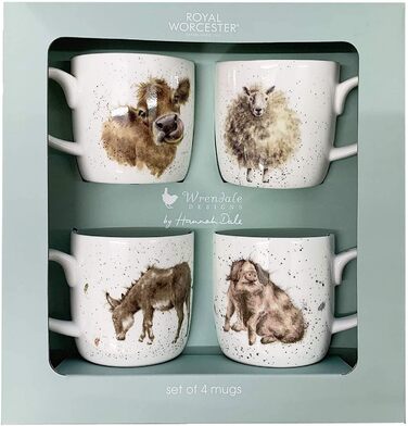 Portmeirion Royal Worcester MMV3969-XG Summer Teacup Set, 4-Piece, 0.31 l, Porcelain, Cup, Coffee Cup, Home, All Occasions