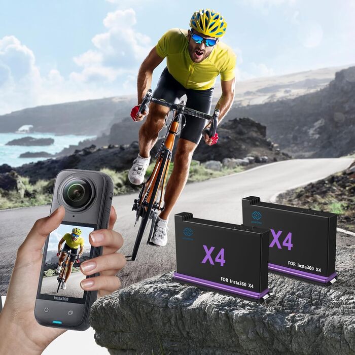 Акумулятор Insta360 X4 2500mAh та Швидке LED Зарядний пристрій 3-канали USB (2 шт.) з SD слотом - Аксесуари для Insta360 X4