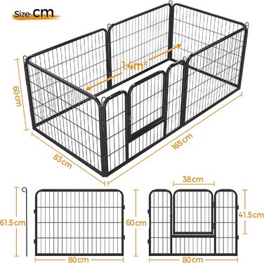 Клітка-вольєр для дрібних тварин Yaheetech з дверима, 8 секцій 80x60 см (6 шт.)