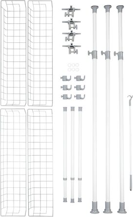 WENKO 6200050100 Telescopic Wardrobe System Hercules - adjustable organization system, steel, 164-215 x 141-250 x 38 cm, White