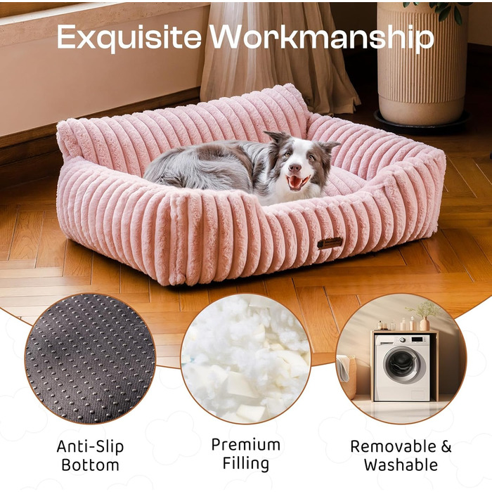 М'яке ліжко для котів та собак MEWOOFUN - рожеве, 91x72x30 см