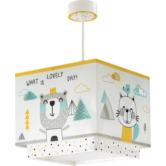 Dalber Children's Lamp Pendant Light Hanging Lamp Hello Little Animals Bear, 24 x 24 x 21 cm