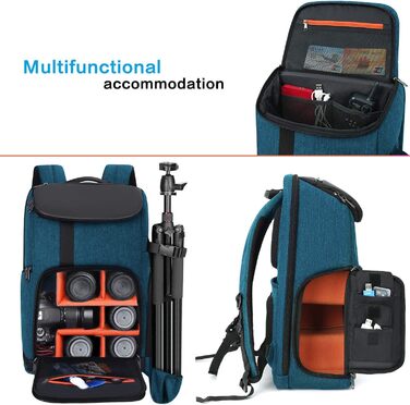 MOSISO Рюкзак для камери 17.3 дюйма, DSLR/SLR/беззеркальна камера, великий для чоловіків/жінок, з відділенням для ноутбука, тримачем для штатива та дощовиком, сумісний з Canon/Nikon/Fuji, блакитний