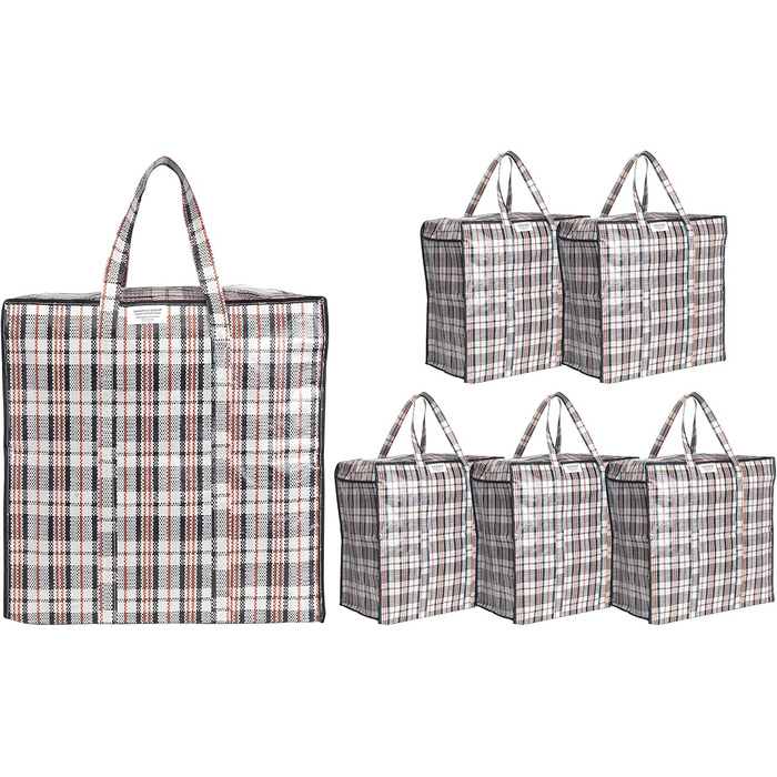 Josephine Osthoff Unisex Heavy-Duty Waterproof Storage Bags, Durable & Versatile, With Zipper for Moving & Shopping, 75L Capacity, Up to 20 kg Load, Black, Pack of 9 (6 Black Pieces)
