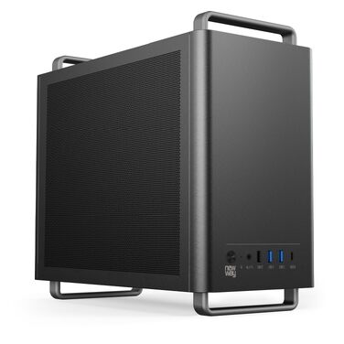Корпус для ПК NEWWAY NC1 Mini-Tower, підтримка Mini-ITX/ITX/Micro-ATX, USB Type-C, з вентилятором 9мм, металевий сітчастий дизайн, чорний