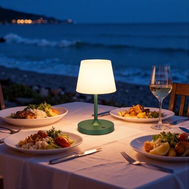 LED Настільна лампа бездротова акумуляторна з регульованою яскравістю та пам'яттю, сенсорна нічна лампа для спальні, кафе, вулиці (Зелена)