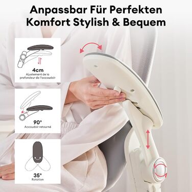 Ергономічне крісло для жінок MUSSO E80 Muse FemmePosture™ - регулювання нахилу 135°, 3D-підтримка попереку, 17см 4D-підголівник, висувна підніжка, регулювання глибини та висоти сидіння, регульовані підлокітники (сірий)