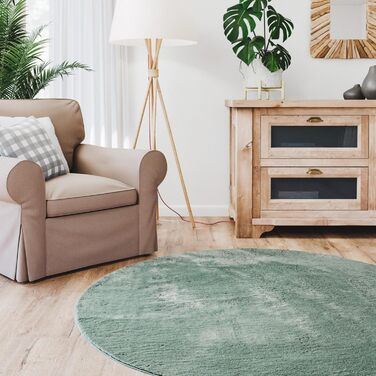 Килимок для вітальні Interiyou Fargo 80x150 см - короткий ворс, миючий, неслизький, штучне хутро, м'який ворс (зелений)