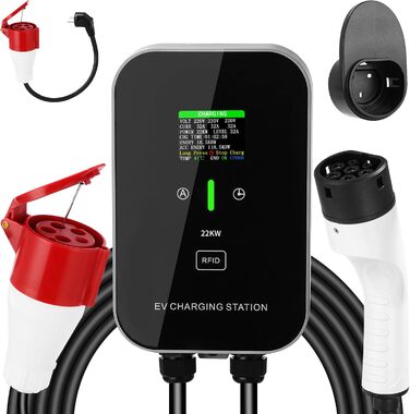 Кабель для зарядки електромобіля Schuko, 3.5kW, 6-16A з цифровим дисплеєм, для Tesla Model 3/Y, Peugeot 3008/508, Citroen C5X, DS7, GLA, Q3, X3 (22kW 32A)