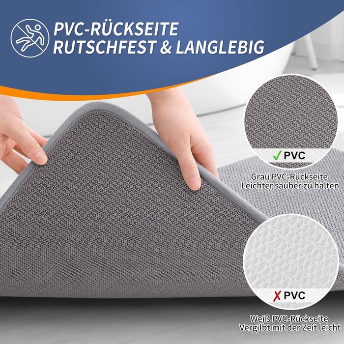 Килимок для ванної кімнати Homaxy з піною пам'яті, 40x60 см, сірий. М'який, неслизький, швидковисихаючий, для ванної кімнати.