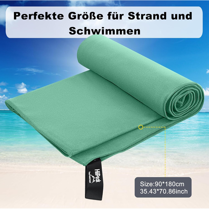 HiiPeak Рушник з мікрофібри: компактний, легкий, швидковисихаючий (180 x 90 см, блакитний)