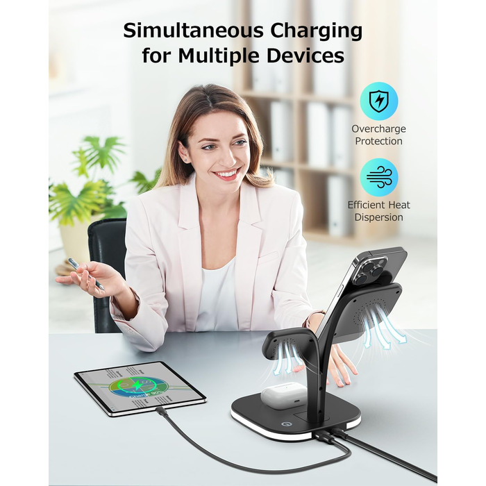 Magsafe Зарядний пристрій 5-в-1 COLSUR для iPhone 17/16/15/14/13/12 Pro Max, Apple Watch 10/9/8/7/6/5/4/SE/2/Ultra, AirPods 4/3/2/Pro - Чорний