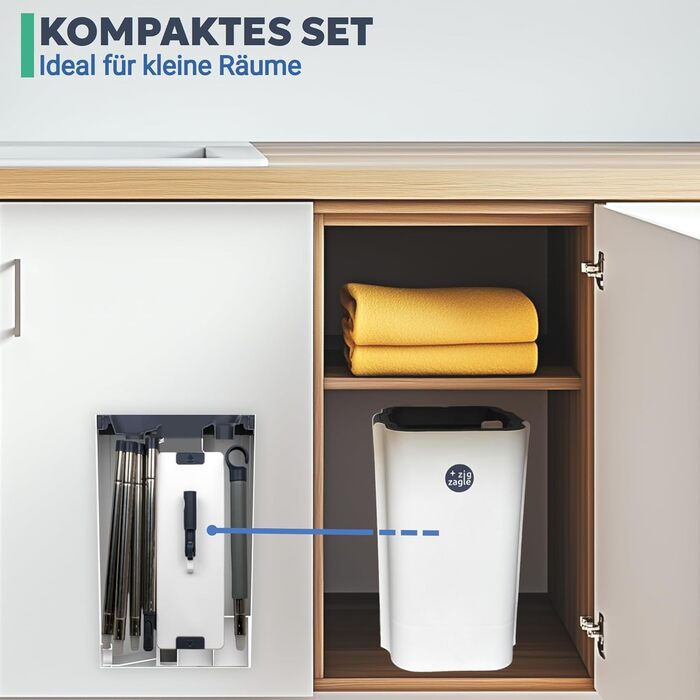 Набір для миття підлоги з відром, система чистої води, розділення чистої та брудної води: ультра-гігієнічний, легке прибирання, повний набір для миття підлоги, плоский моп, самоочищення, мікрофібровий накладний матеріал