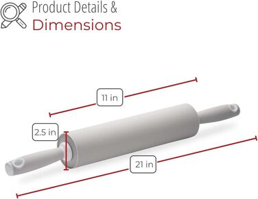 HusMait Silicone Rolling Pin – Premium Kitchen Baking Stick for Rolling and Baking – Ideal for Making Dough, Bread, and Pizza