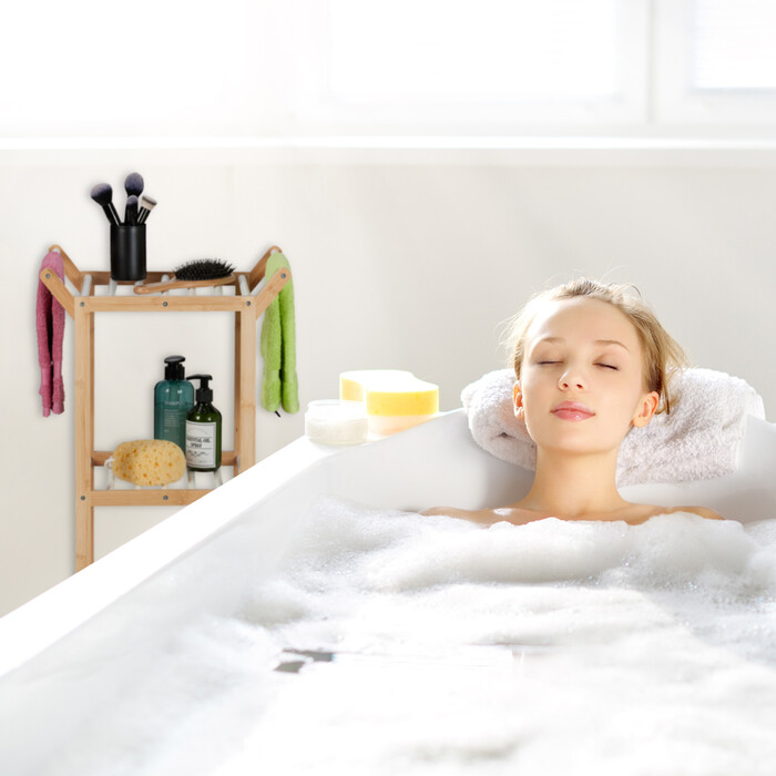 Relaxdays Bathroom Shelf with Towel Holder