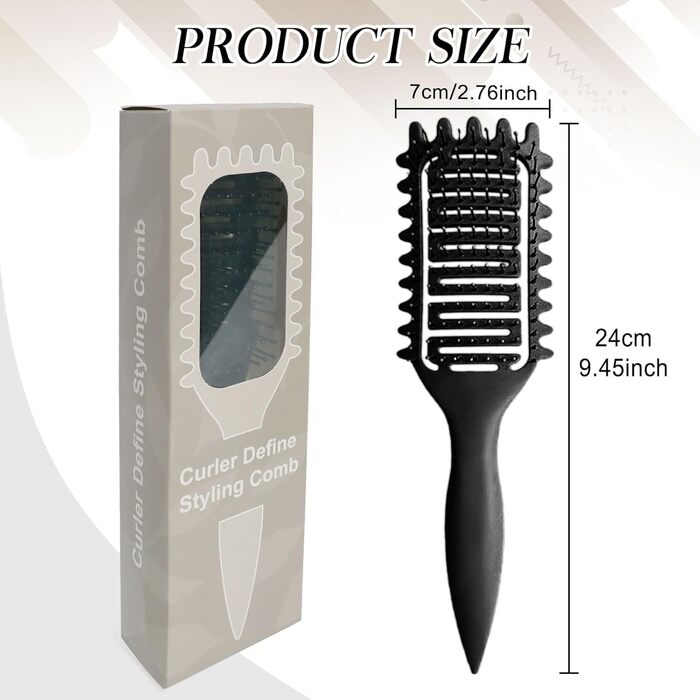 Щітка для кучерявого волосся: формування та визначення кучерів. Чорний колір