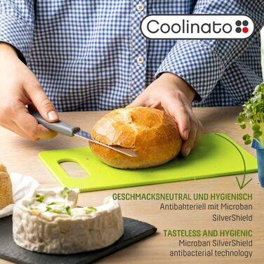 Набір кухонних дощок Coolinato з пластику сірого кольору (3 шт.) S/M/L - антибактеріальні, з жолобком для соку, неслизькі кутики та ручки. 3 розміри для гігієнічного розділення. Можна мити в посудомийній машині.