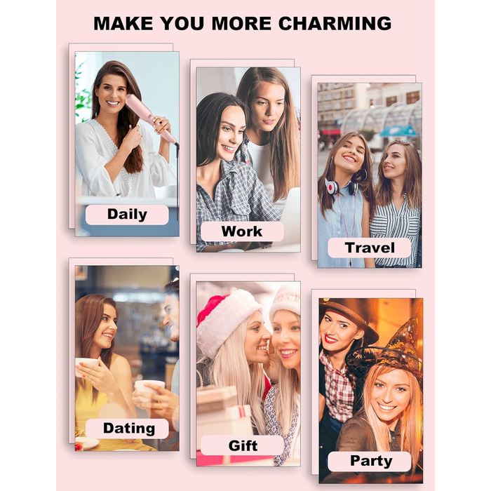 LANDOT Glättbürсте для випрямлення волосся з керамічним покриттям: електрична щітка-випрямляч з іонізацією, цифровим дисплеєм та регулюванням температури до 230°C (Rosengold)