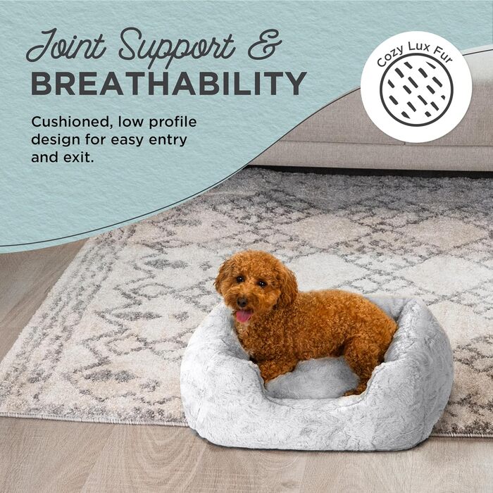 Круглий лежак для тварин Sheri The Original Calming Donut Lux - заспокійливий лежак з штучного хутра, 58 x 58 см