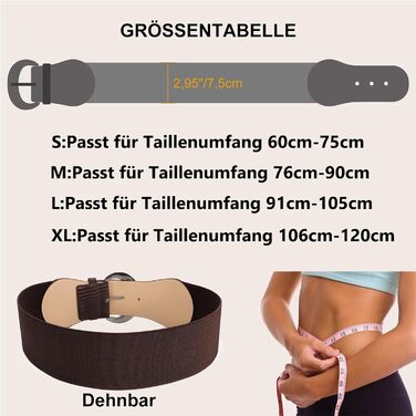 Жіночий широкий еластичний пояс JasGood 2 шт. В'язаний ремінь для суконь, штанів, джинсів. Чорний/Бежевий. Розмір M (76-90 см), L (91-105 см)