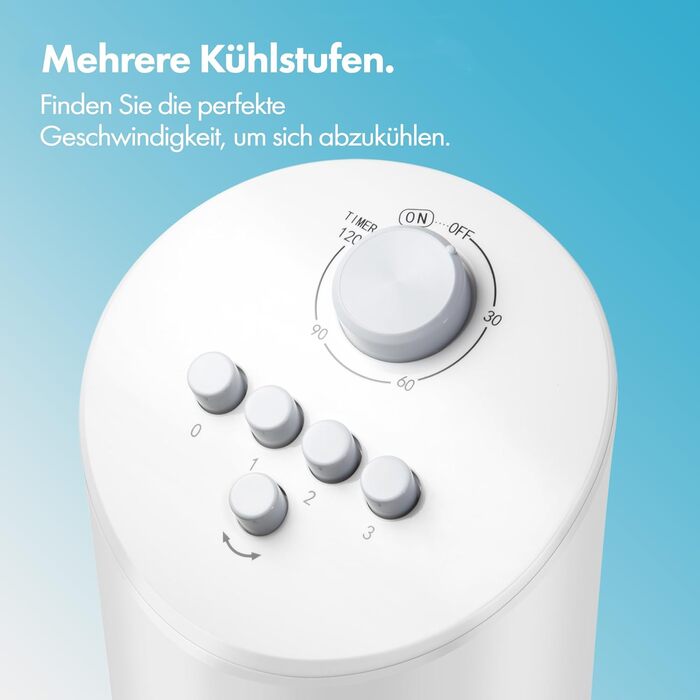 VonHaus Турельний вентилятор 102 см, Електричний підлоговий вентилятор з WiFi, Розумне керування Alexa/Google Home, Пульт ДУ, Таймер 12 год, Обертання 70°, для дому та офісу (Білий)