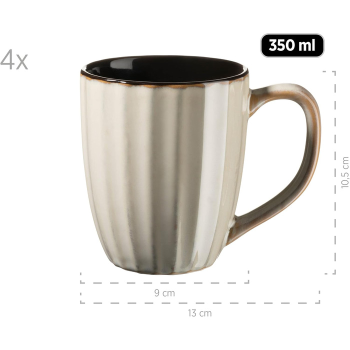 MÄSER Confino Dinnerware Set - 20 Piece Ceramic Tableware Set for 4 - Beige & Black Vintage Style Stoneware