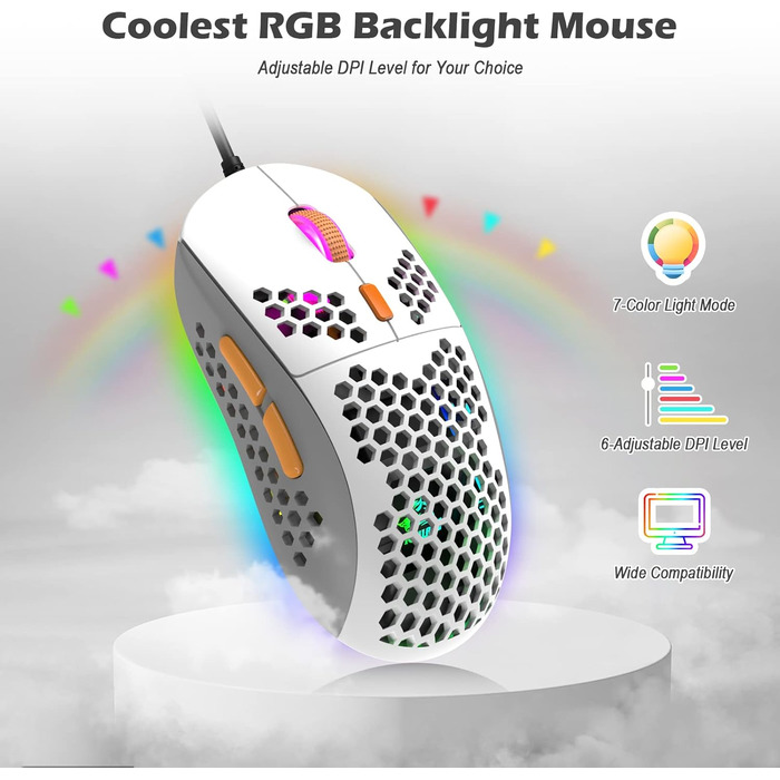 ZIYOU LANG Комплект ігрової клавіатури та миші з USB-C кабелем T60 Pro - 60% механічна клавіатура UK Layout (QWERTY), миша 6400DPI RGB, для PC/Mac