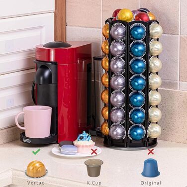 Підставка-карусель для капсул Nespresso Vertuo FlagShip (80+ капсул) з додатковим місцем для Coffee Mate, чорна