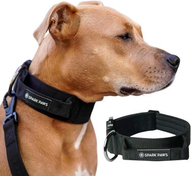 Spark Paws Tactical Dog Collar – Robust, Premium Quality, Thick and Durable for Large and Medium Dogs - M, 5cm (S: 16-25kg [5cm], Black)