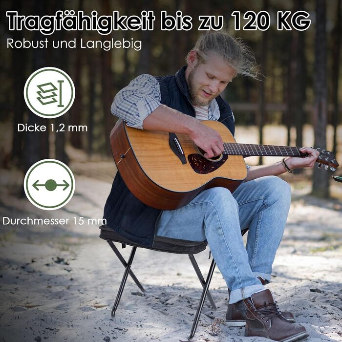 Складний туристичний стілець Mooncy, 33x26,5x32 см, до 120 кг, зелений (чорний)