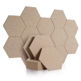 Акустичні панелі Rdutuok гексагон 30x26x1 см, шумопоглинаючі стінові панелі для студії, офісу та декору, 12 шт. (темно-верблюжий)