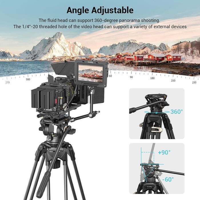 SMALLRIG Штатив відео, 186 см, для DSLR, Camcorder, камер, вантажопідйомність 8 кг - 3751B