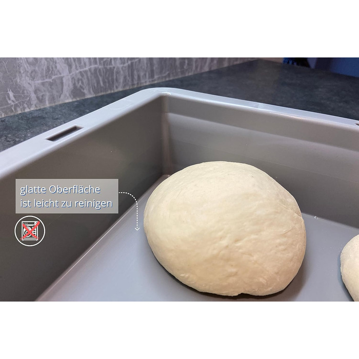 Pizza Ball Box (40 x 30 x 7 cm) for pizza dough, reusable box for pizza (reusable packaging), including dough scraper, complete set (2x box, 1x lid)