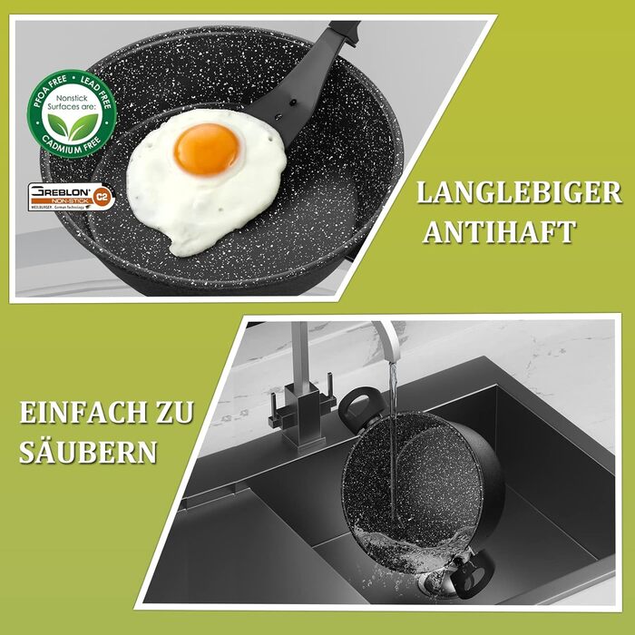 Набір каструль Scheffler 15tlg з антипригарним покриттям для індукційних плит, чорний (HL-21PS102)