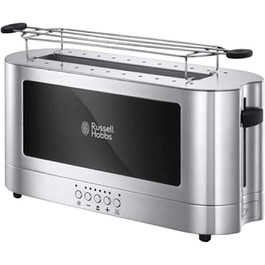 Тостер Russell Hobbs Elegance, 2 скибки, скло/нерж. сталь, широкий слот, підставка для булочок, 6 режимів підсмажування, функції розморожування та підігріву