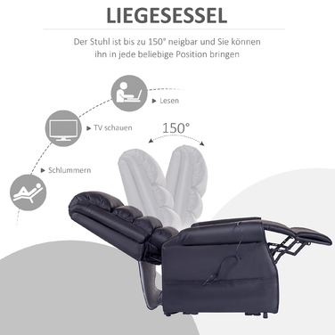 HOMCOM Lift Chair, Massage Chair with Reclining Function, Recliner with USB Port, Lift Chair with Remote Control, Heating Function | Aosom